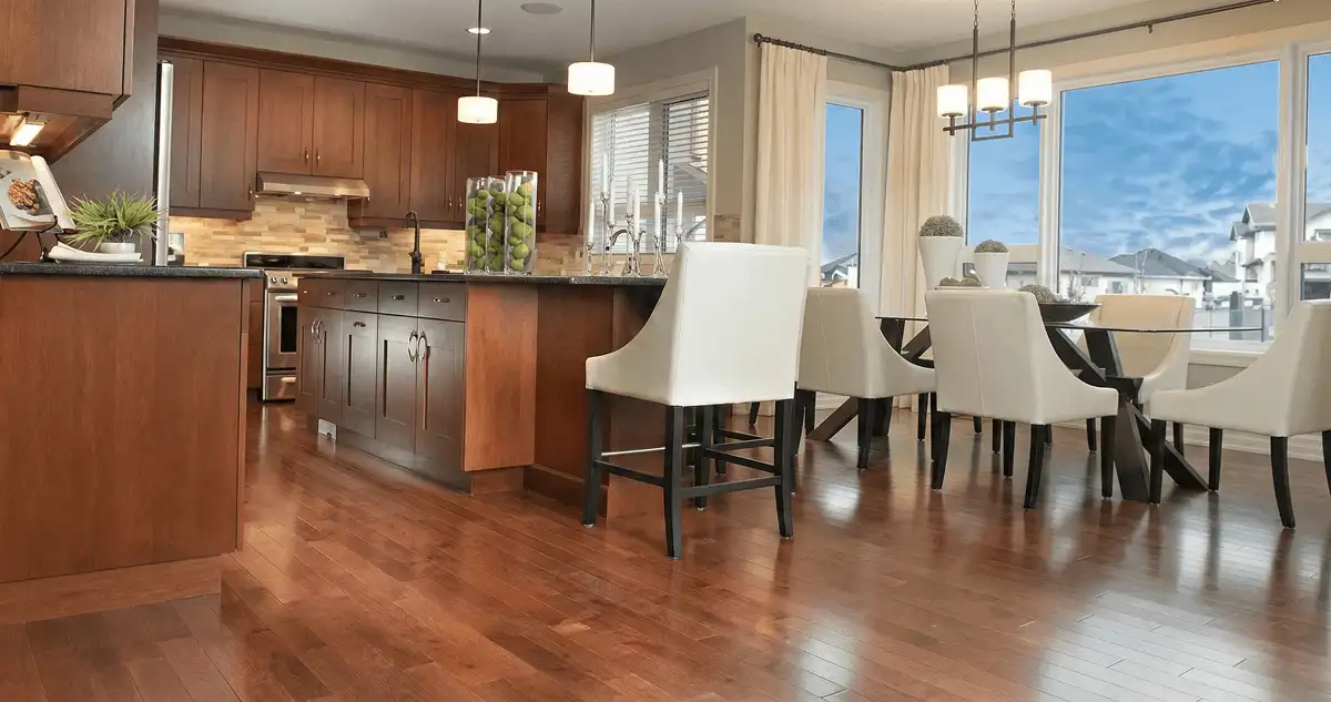 A modern kitchen with professionally installed wood flooring in Honolulu, HI